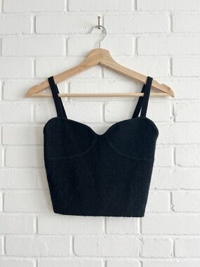 Wilfred Aritzia Sicily Knit Bustier Cami Crop Tank Top Black Size S